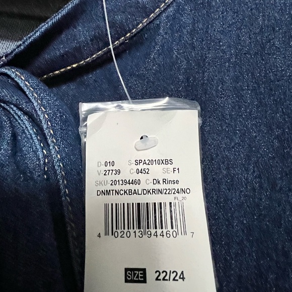 ASHLEY STEWART Dark Rinse Denim Neck Bow Dress- Sz 22-24 - Picture 3 of 4